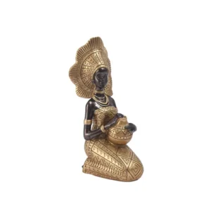 Statue africain, style rétro en résine, doré