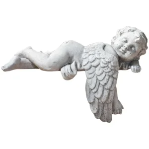 Statue ange, allongé, en résine blanche