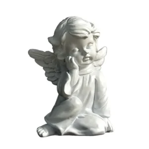 Statue ange, penseur, en résine blanche