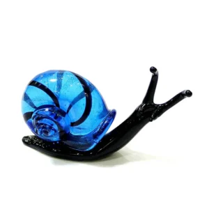 Statuette, escargot, en verre bleu