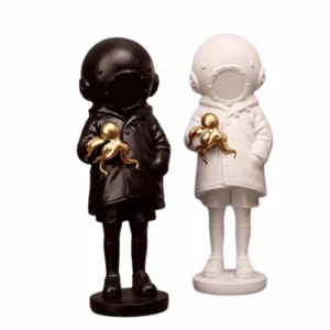 statuette astronaute sur fond blanc