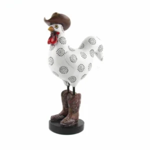 statuette coq sur fond blanc